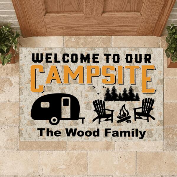 Welcome To Our Campsite, Personalized Doormat