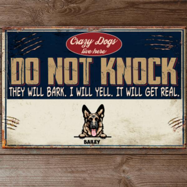 Crazy Dog Live Here - Personalized Metal Sign
