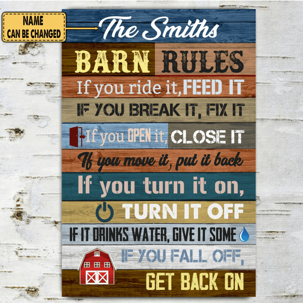 Barn Rules - Personalized Metal Sign