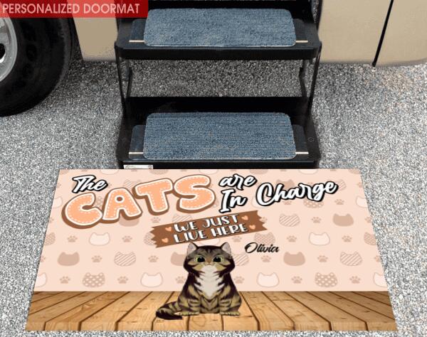 The Cats Are In Charge - Personalized Doormat