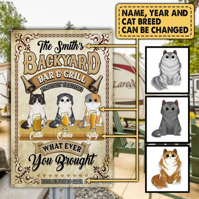 Backyard Bar & Grill - Personalized  Metal Sign
