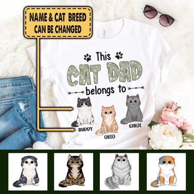 This Cat Dad Belongs To, Personalized T-Shirt