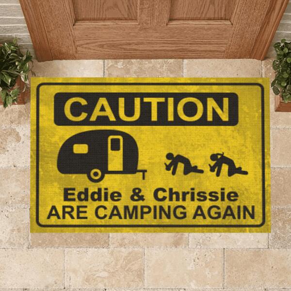 Caution We're Camping Again - Doormat