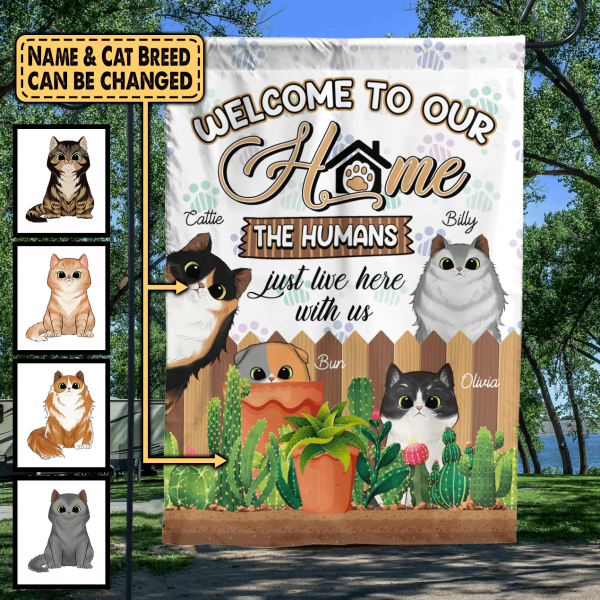 Welcome To Our Home Cat - Personalized Garden Flag