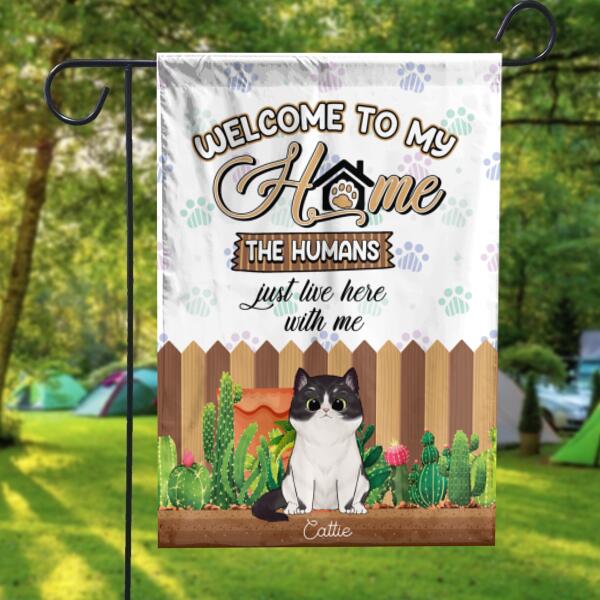 Welcome To Our Home Cat - Personalized Garden Flag