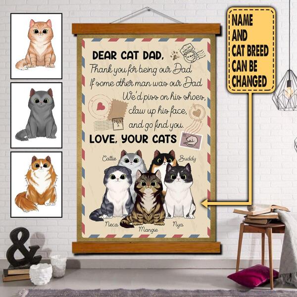 Dear Cat Dad Letter - Personalized  Scroll Canvas