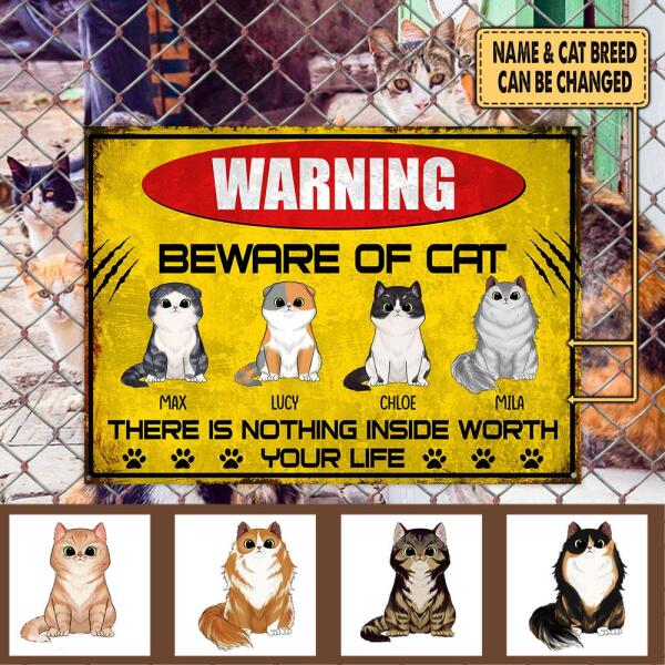 Be Aware Of Cats - Personalized Metal sign