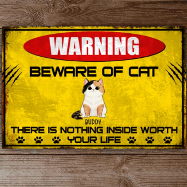 Be Aware Of Cats - Personalized Metal sign