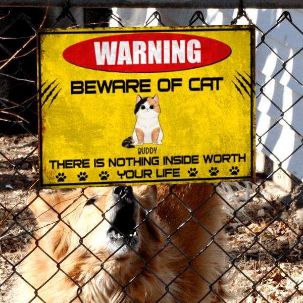 Be Aware Of Cats - Personalized Metal sign