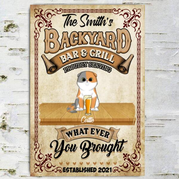 Backyard Bar & Grill - Personalized  Metal Sign