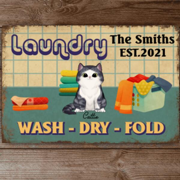 Laundry Room With Cats - Personalized Metal sign