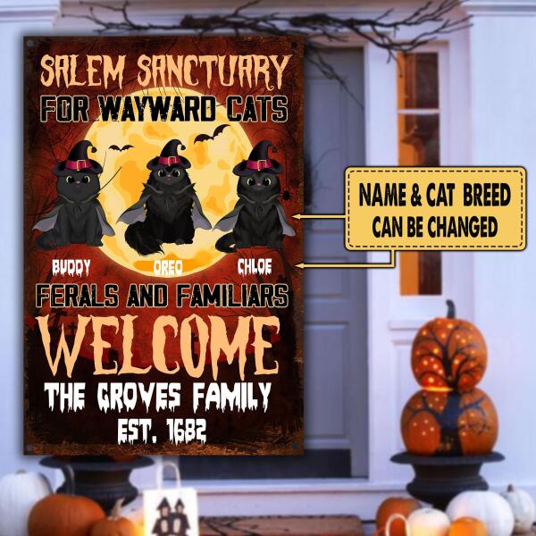 SALEM SANCTUARY FOR WAYWARD CATS HALLOWEEN - Personalized Metal sign