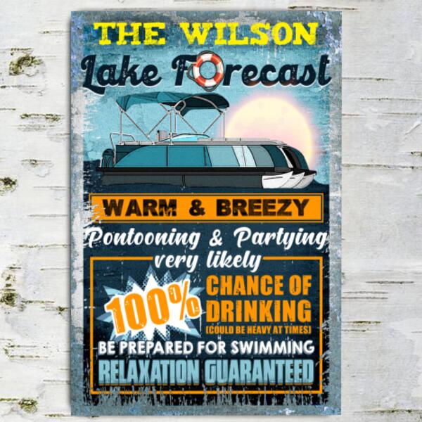 Lake Forecast - Personalized Metal Sign, Lake House Decor