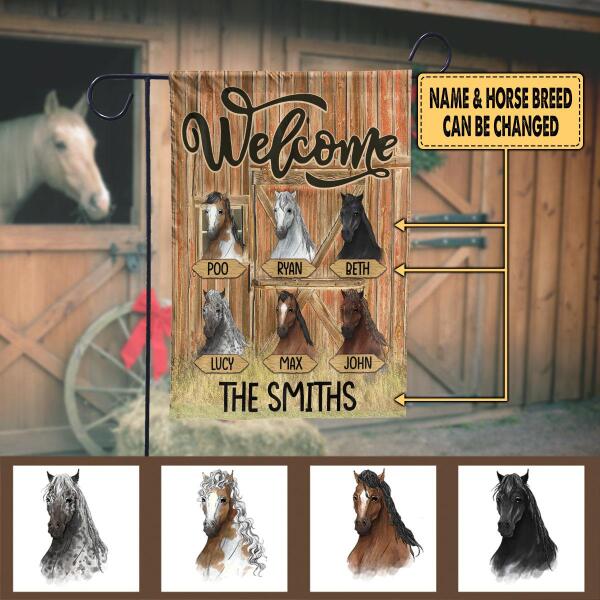Welcome With Horse - Personalized Flag