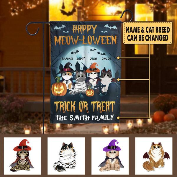 Happy Meow-loween, Trick Or Treat - Personalized Flag