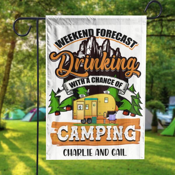 Weekend Forecast Drinking With a Chance of Camping Garden Flag
