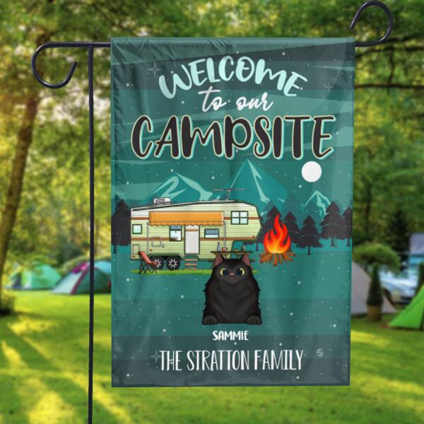 WELCOME TO OUR CAMPSITE - PERSONALIZED WITH CAT FLAG