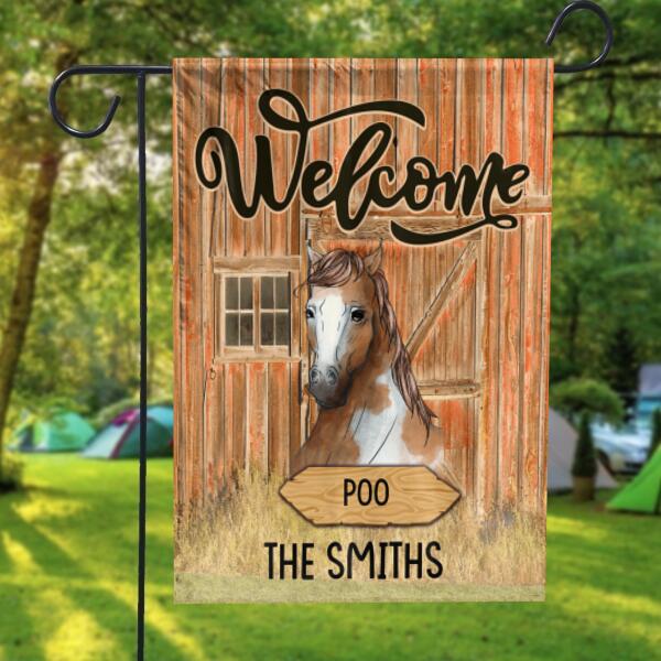 Welcome With Horse - Personalized Flag