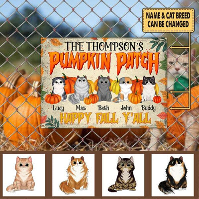 Pumpkin Patch With Cat - Personalized Metal sign
