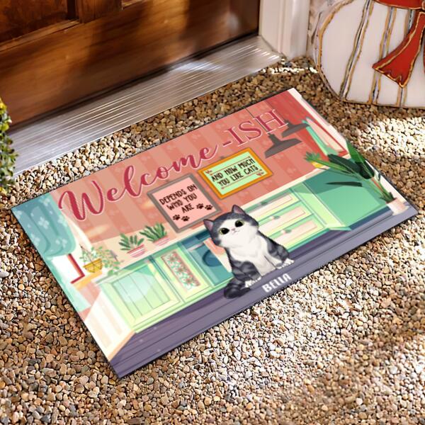 Welcome-ish Cat - Personalized Doormat