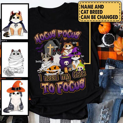Hocus Pocus With Cat Halloween Style - Personalized T-shirt