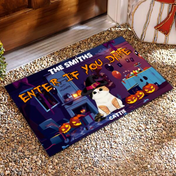 Enter If You Dare Halloween Style - Personalized Doormat