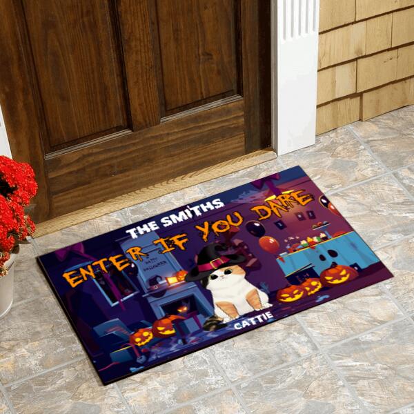 Enter If You Dare Halloween Style - Personalized Doormat