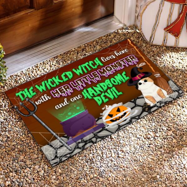The Wicked Witch Lives Here Halloween Style - Personalized Doormat
