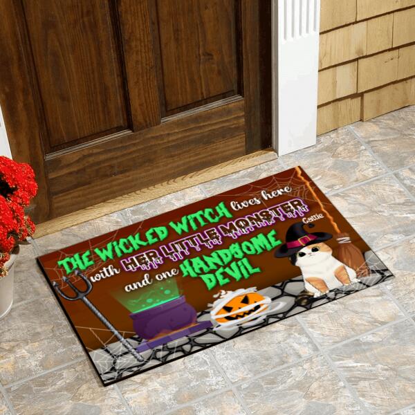 The Wicked Witch Lives Here Halloween Style - Personalized Doormat