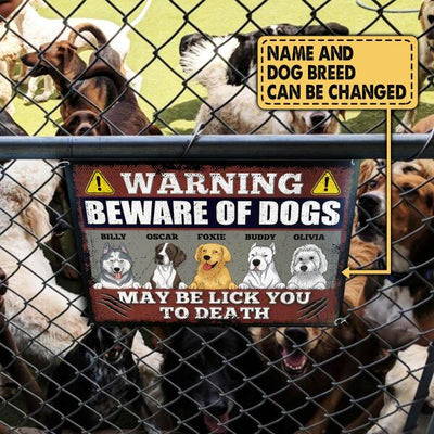Funny Beware Of Dogs - Personalized Metal sign