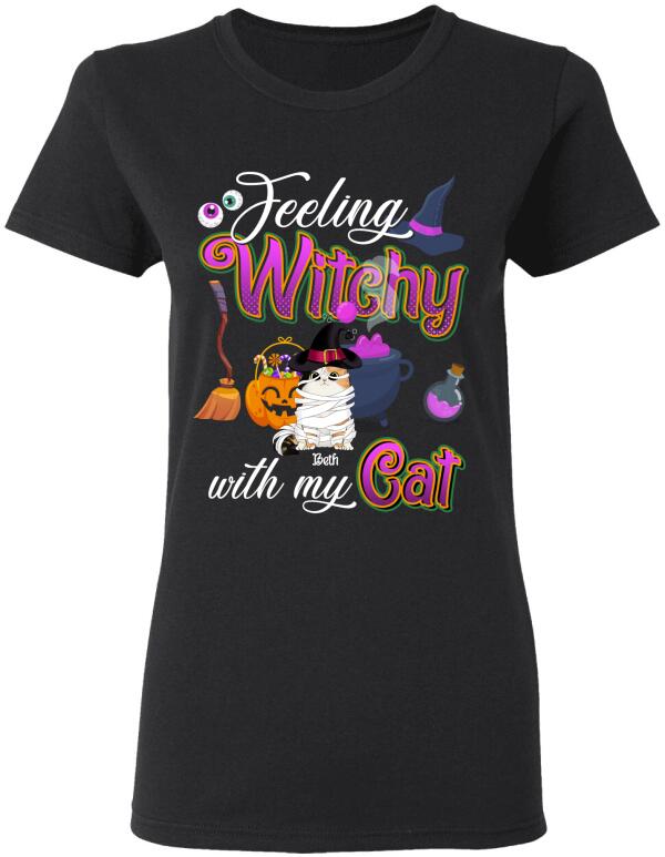 Feeling Witchy With My Cats - Personalized Ladies T-shirt