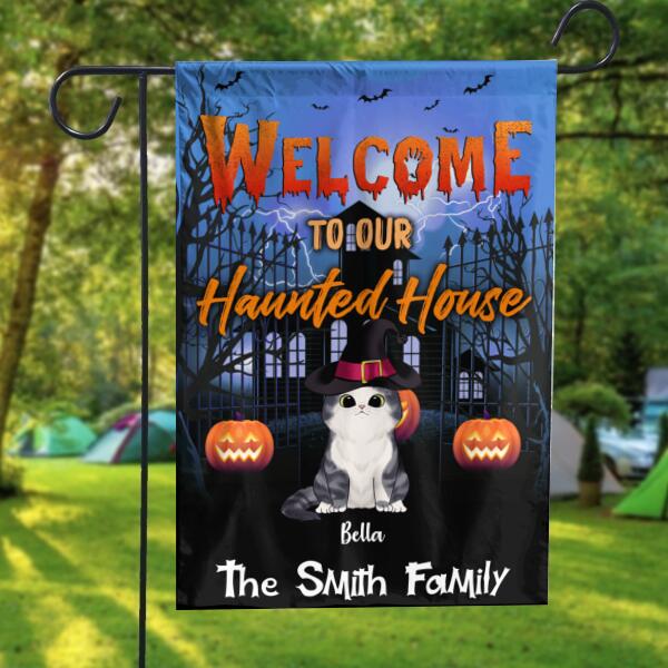 Welcome To Our Haunted House - Personalized Flag