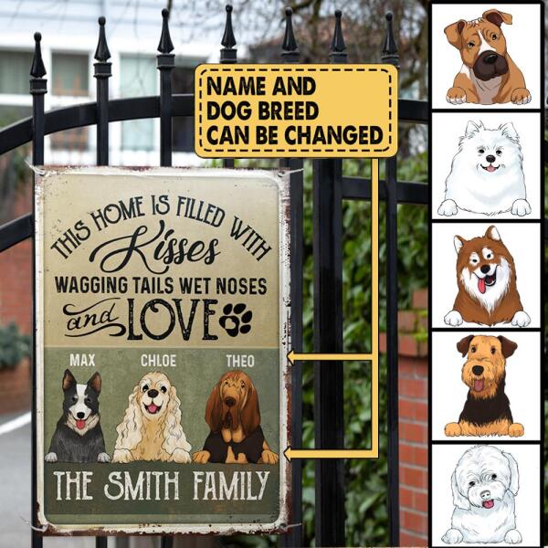 This Home Is Filled With Kisses - Personalized Metal sign