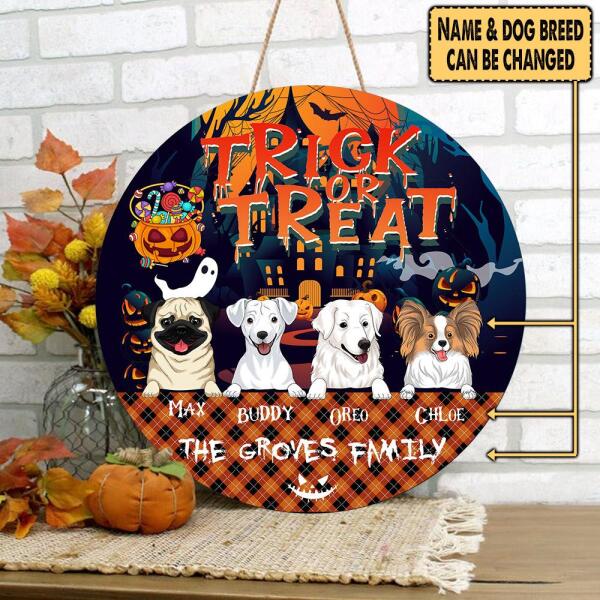 Trick Or Treat - Personalized Wooden Doorsign