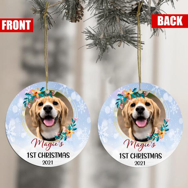 Custom Pet's Photo, Christmas Personalized Circle Ornament