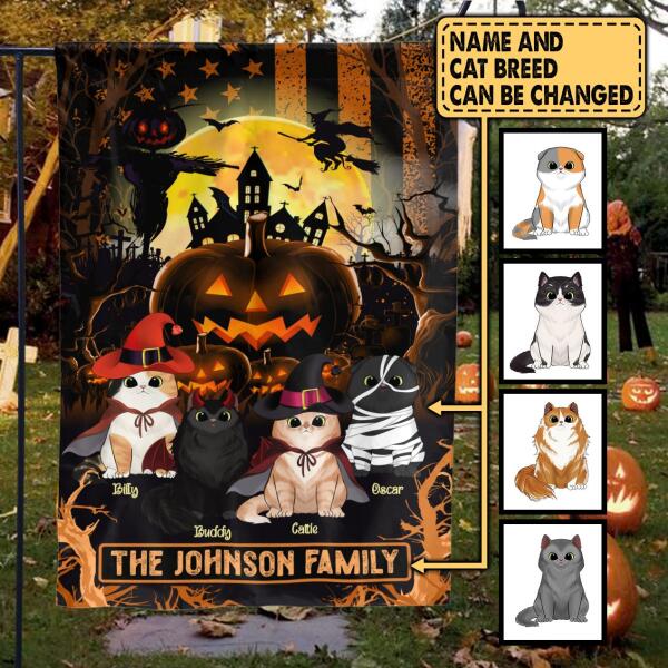 Halloween With Cats USA Style - Personalized Flag