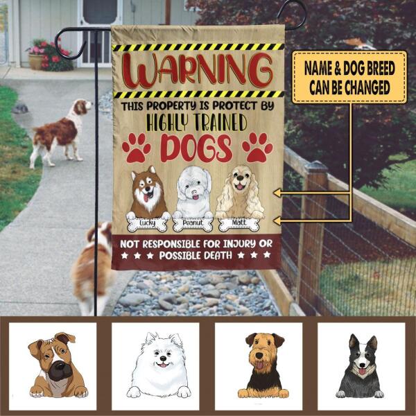 Warning This Property Is Protected By Dogs - Personalized Flag