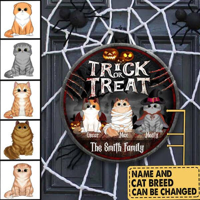 Trick Or Treat - Personalized Wooden Doorsign