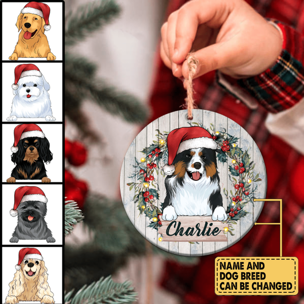Custom Dog Chirstmas Ornament - Personalized Circle Ornament