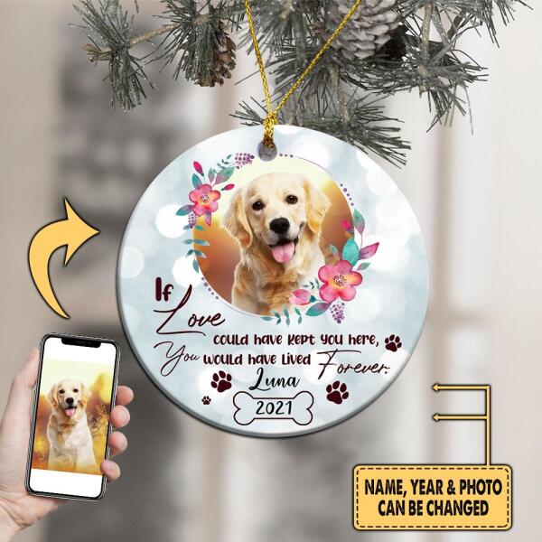 If Love Could Kept You Here, Custom Pet's Photo Christmas - Personalized Circle Ornament