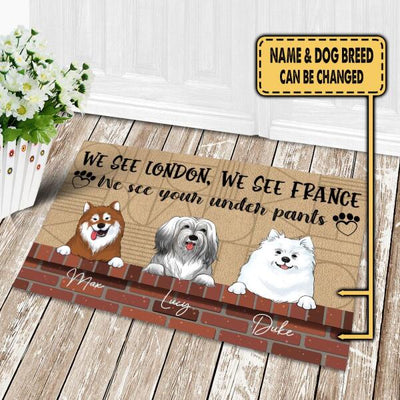 I See London, I See France Funny Gift For Dog Lovers - Personalized Doormat