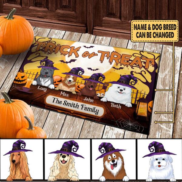 Trick Or Treat, Personalozed Dog Halloween - Personalized Doormat