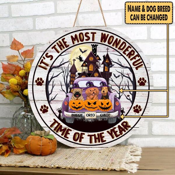 It&#39;s The Most Wonderful Time Of The Year - Personalized Wooden Doorsign