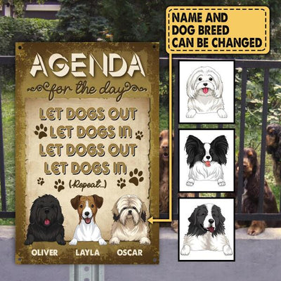 Agenda For The Day, Funny Dogs Sign, Gift For Dog Lovers - Personalized Metal Sign