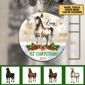 Custom Horse Ornament - Personalized Circle Ornament