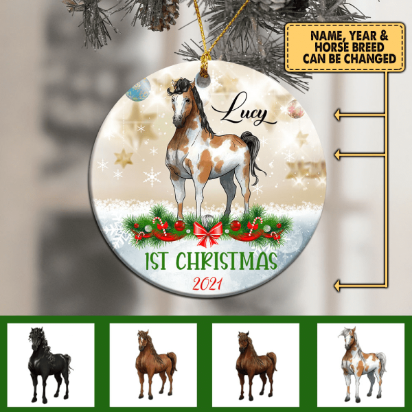 Custom Horse Ornament - Personalized Circle Ornament