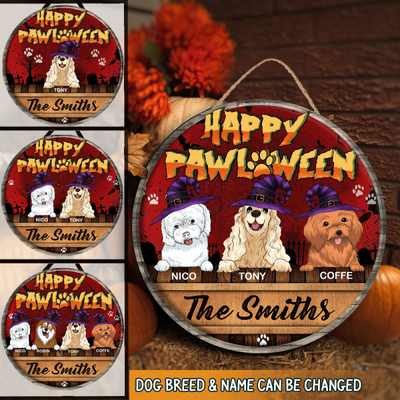 Happy Pawloween - Personalized Wooden Doorsign