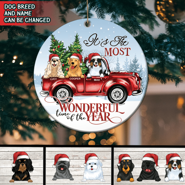 It&#39;s The Most Wonderful Time Of The Year - Personalized Circle Ornament