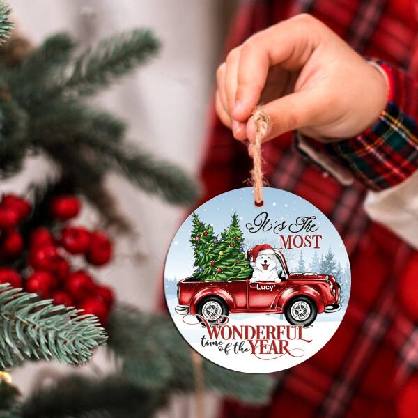 It's The Most Wonderful Time Of The Year - Personalized Circle Ornament