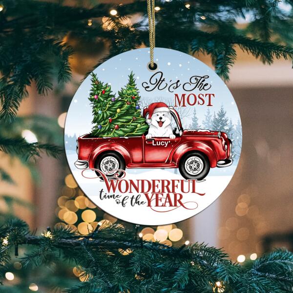 It's The Most Wonderful Time Of The Year - Personalized Circle Ornament